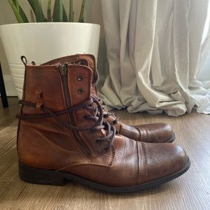 Aldo brown leather combat boots